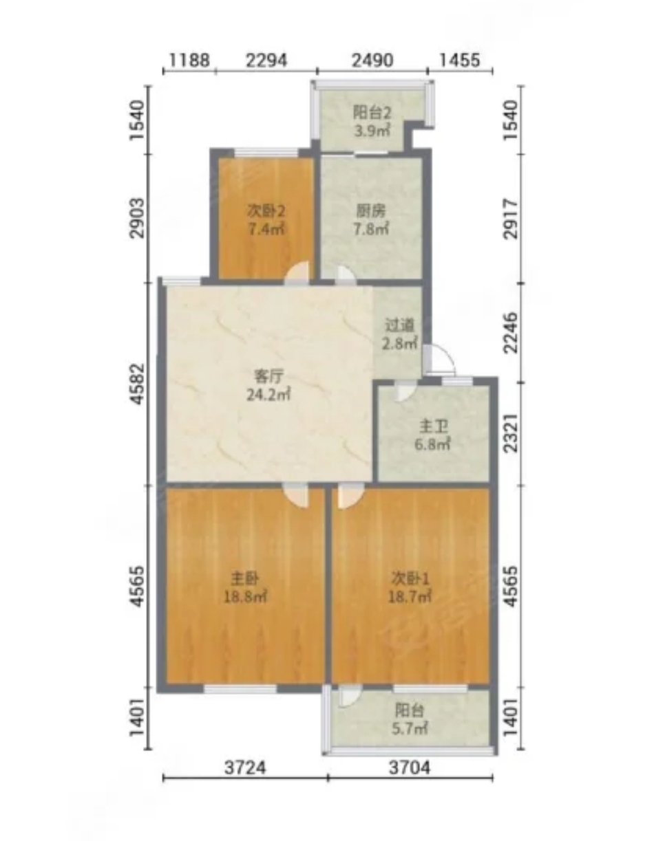 金州花園3室2廳1衛(wèi)58.8萬(wàn)88.74m2出售水泥墻