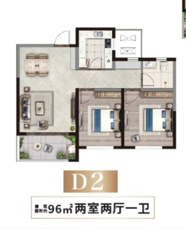 毛坯2室1廳1衛(wèi)97m271萬元
