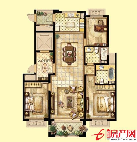 南北通透三居，主客廳和兩個(gè)臥室均朝南，現(xiàn)房