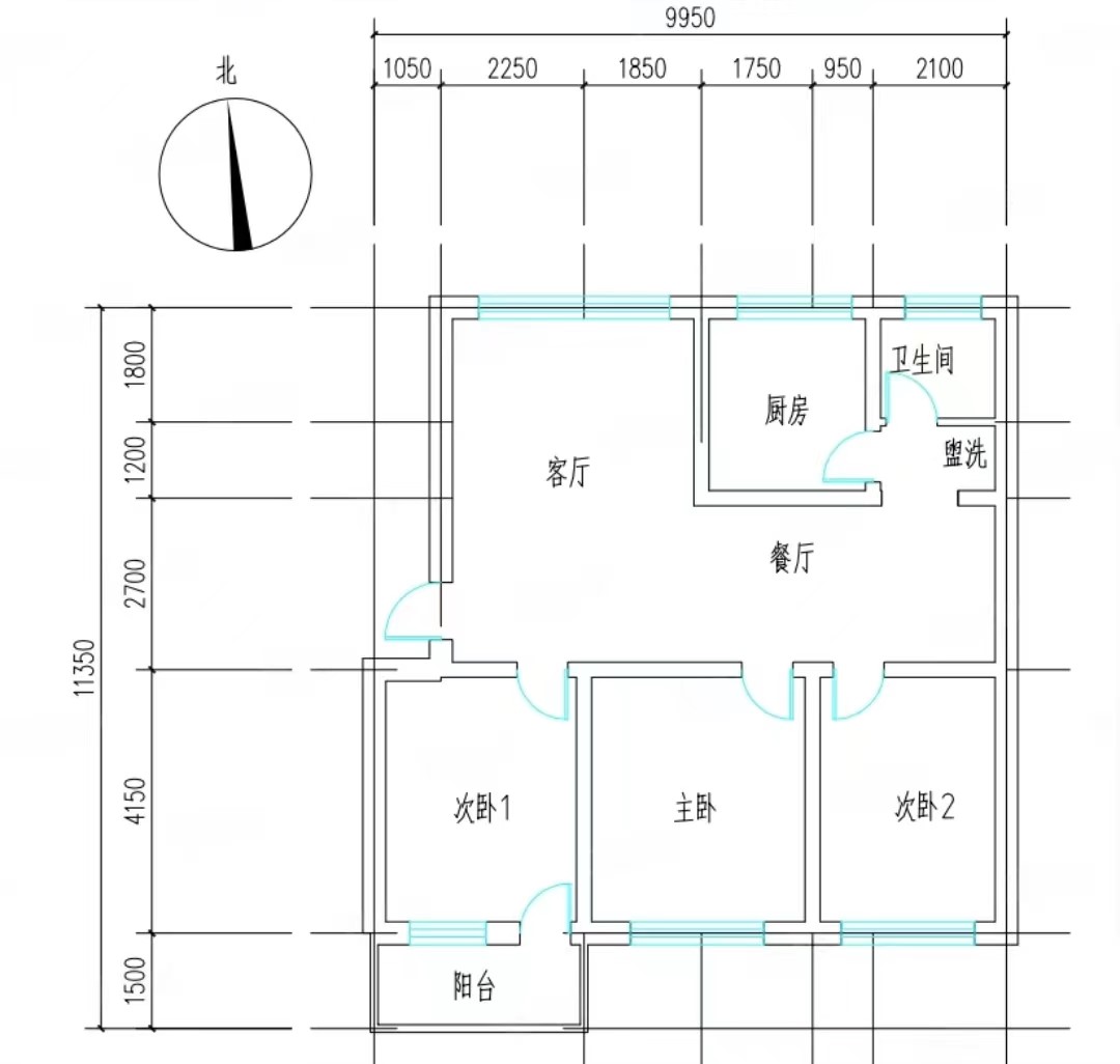 普通裝修3室2廳1衛(wèi)101m290萬(wàn)元