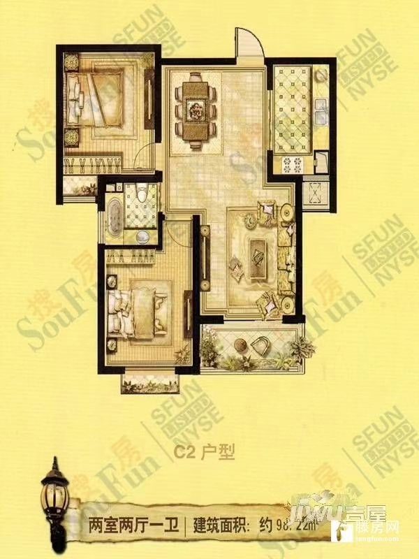 毛坯2室1廳1衛(wèi)99m273萬元
